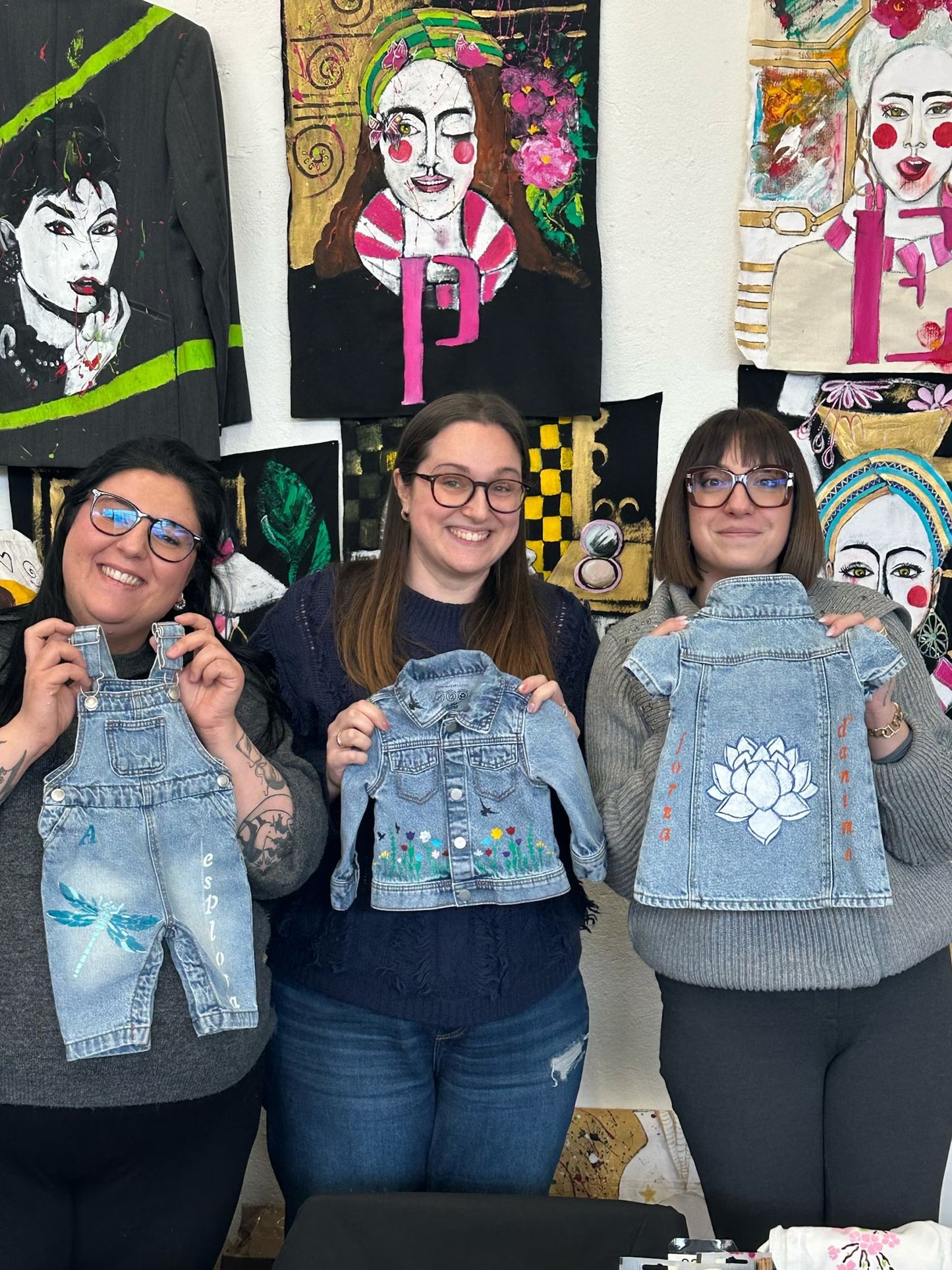 Paint on fabric in an artist's studio