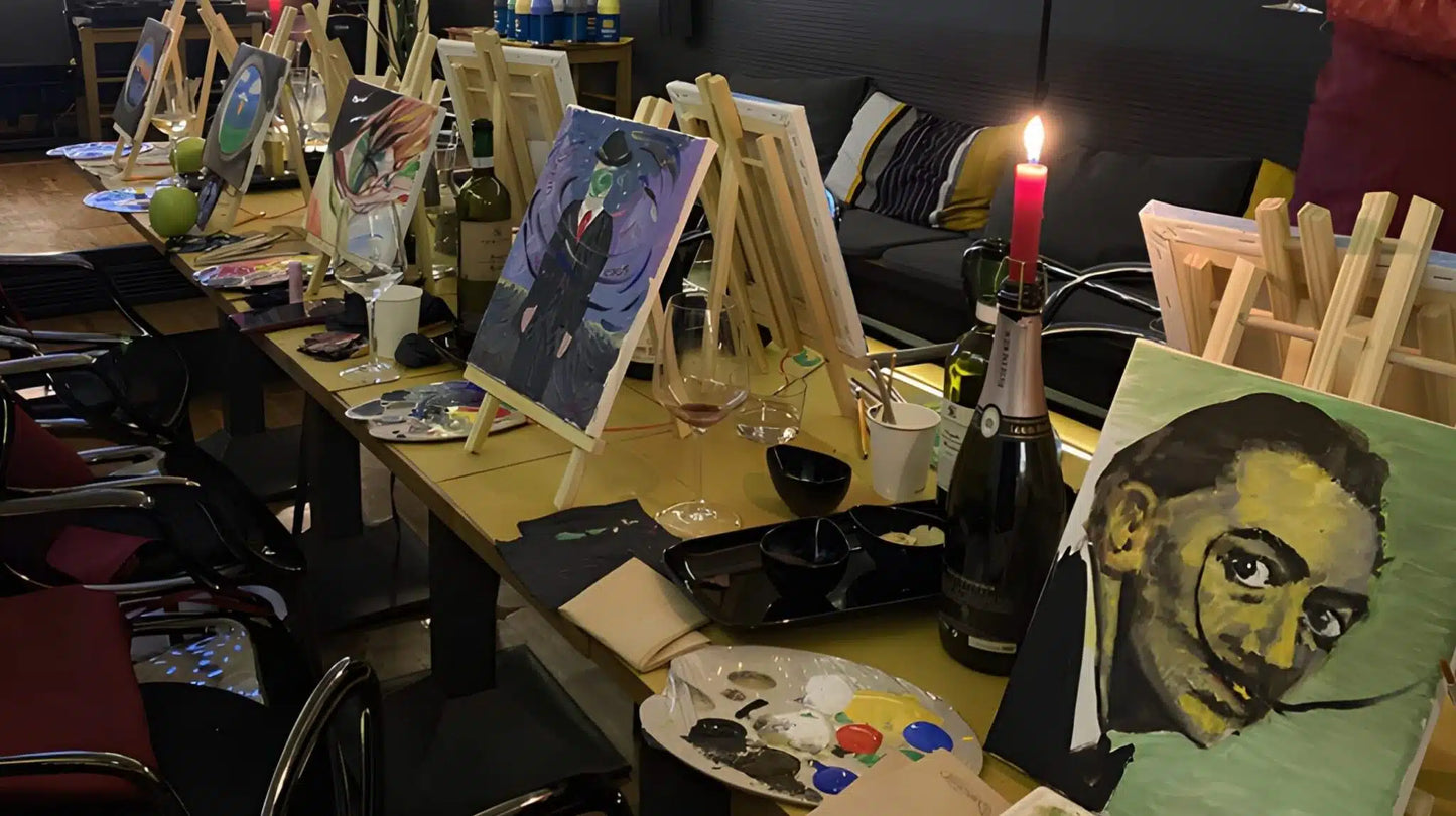 Paint and sip amidst colors and wine in a creative space in Milan