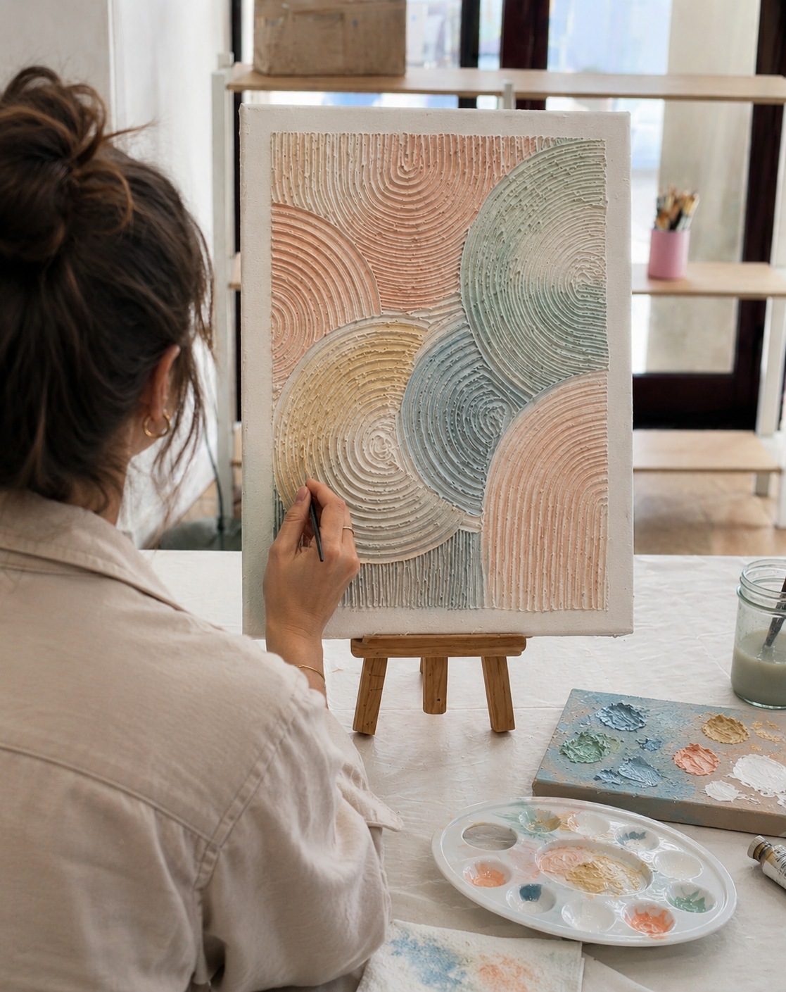 Create your first textured artwork in an art studio in Rome