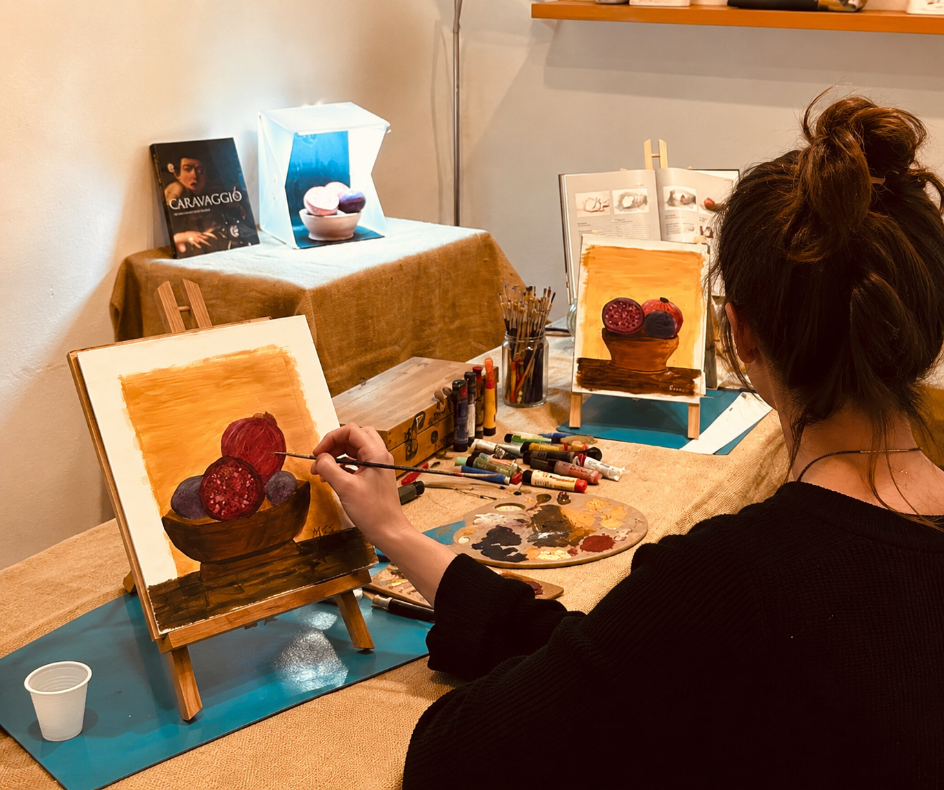Paint like Caravaggio with an artist in Rome and visit Castel Sant'Angelo or Villa Farnesina