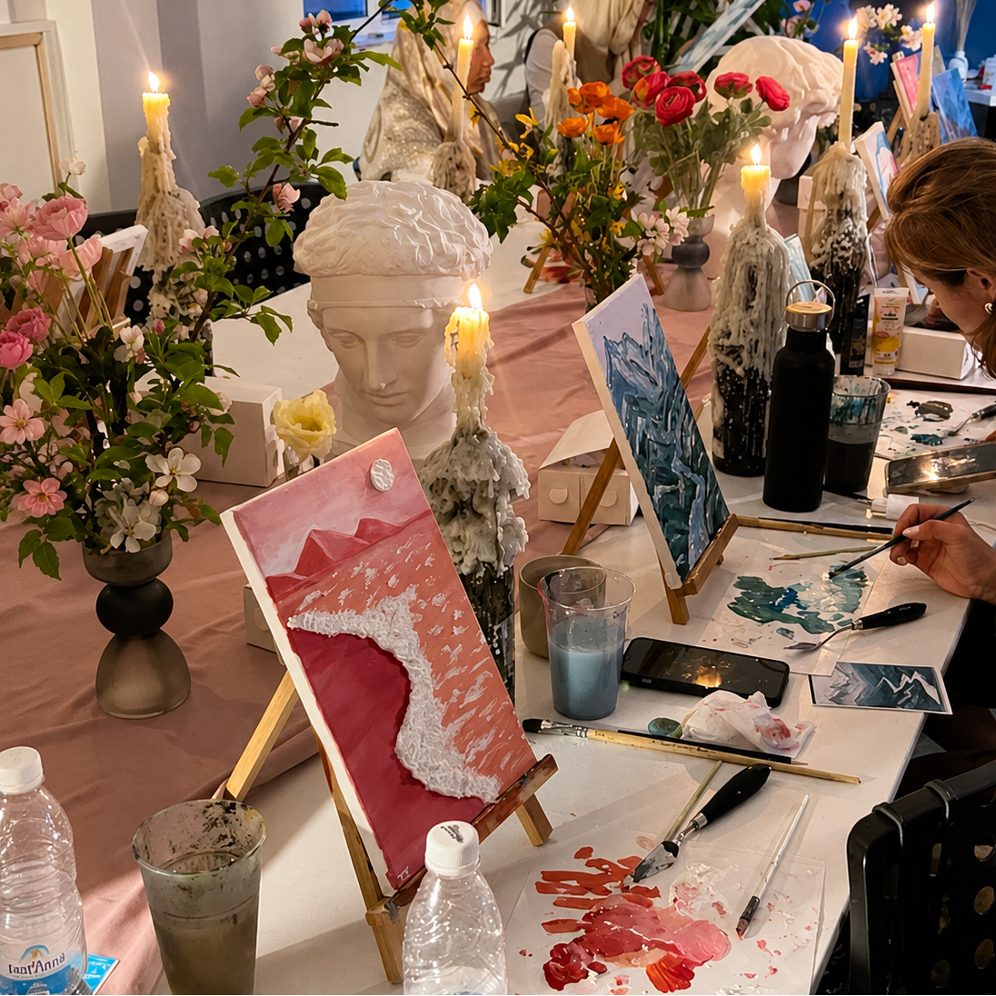 Paint watercolor flowers in an art studio in Rome