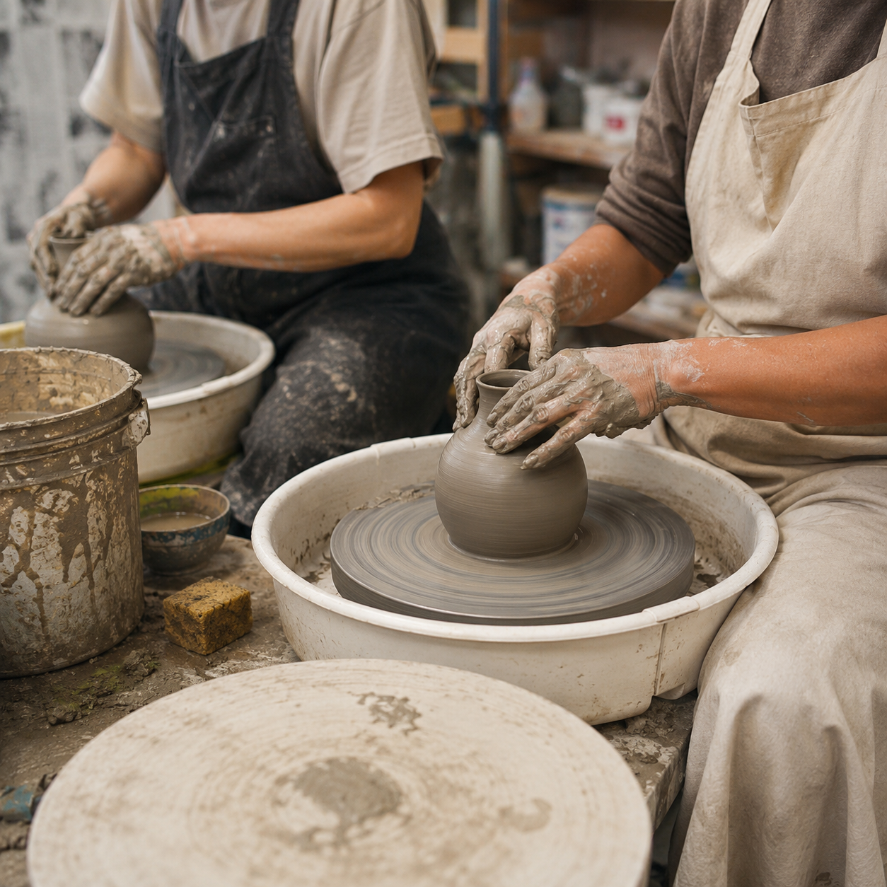 Mold a ceramic vase and decorate it with flowers in Florence