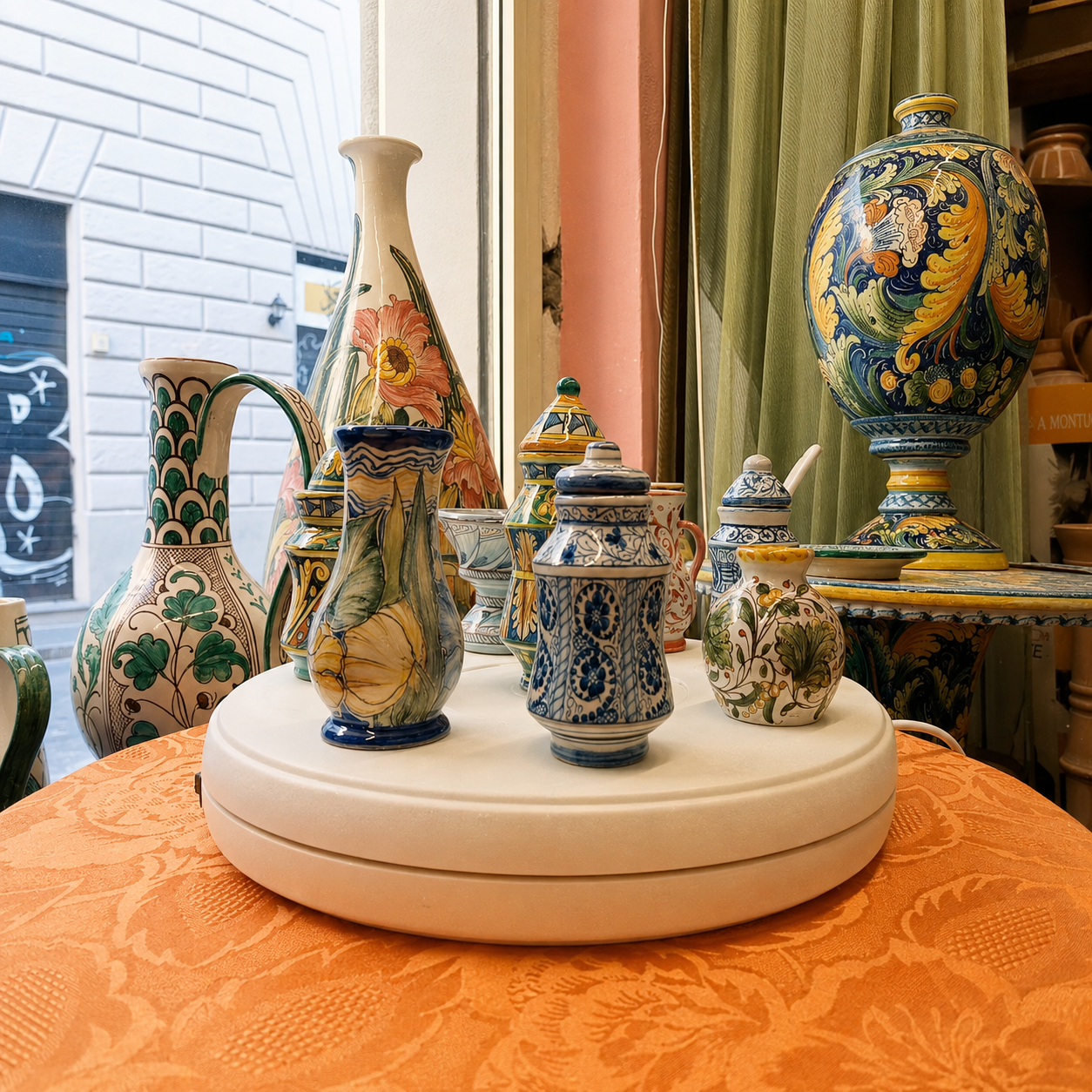 Mold a ceramic vase and decorate it with flowers in Florence