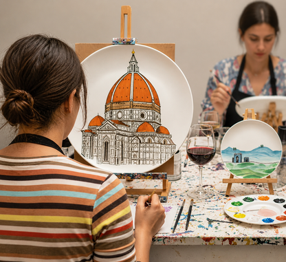 Dipingi la tua ceramica sorseggiando un calice di vino nel cuore di Firenze