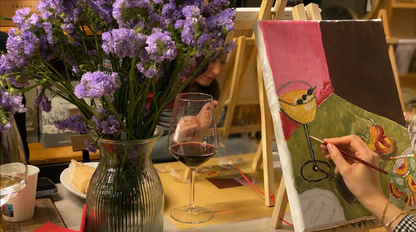 Paint and sip amidst colors and wine in a creative space in Milan