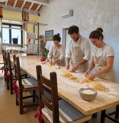 Prepare fresh pasta by hand in an old mill in Tuscany