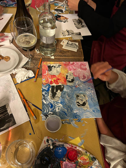 Create your collage of art and wine in a creative studio in Venice