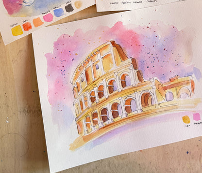 Paint Rome in pop art style with a watercolor workshop