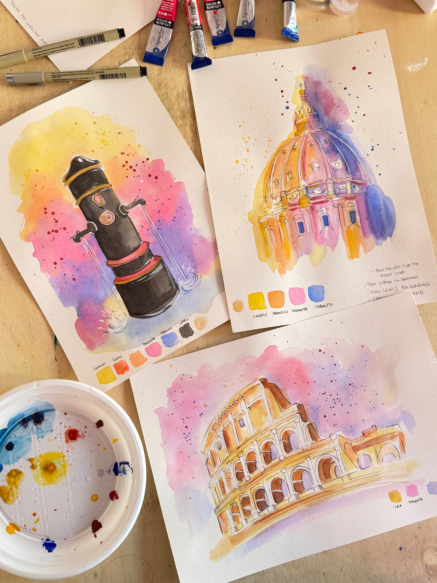 Paint Rome in pop art style with a watercolor workshop