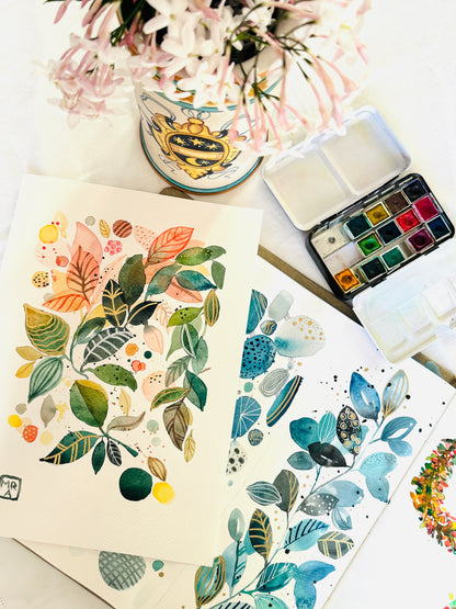 Paint watercolor flowers in an art studio in Rome