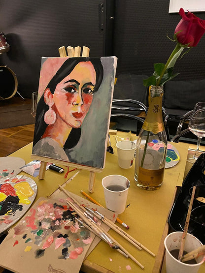 Paint and sip amidst colors and wine in a creative space in Milan