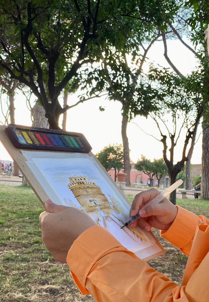Paint Rome with an artist among urban views and iconic places and visit Castel Sant'Angelo or Villa Farnesina
